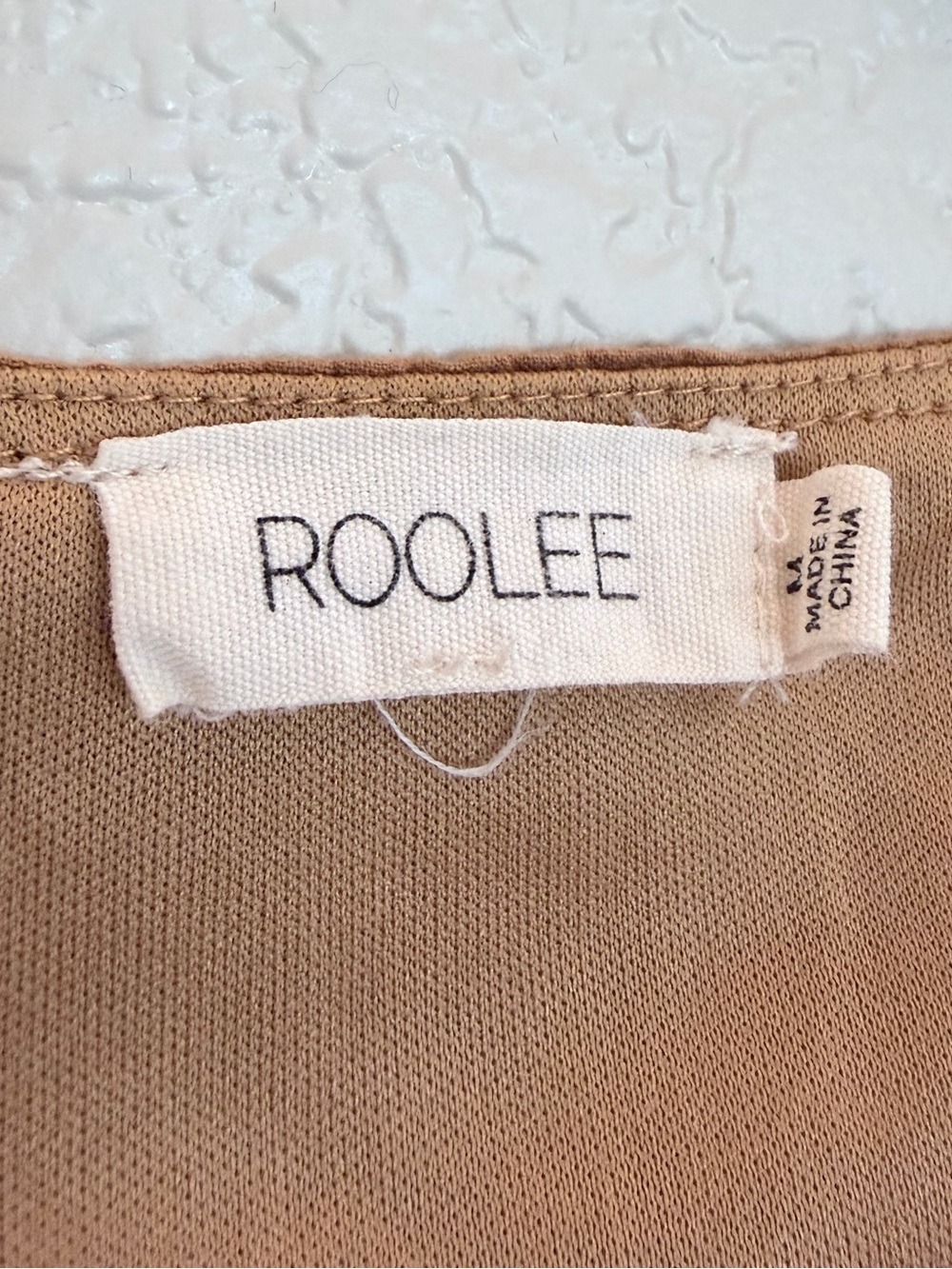 ROOLEE Embroidered Midi Dress Tan Camel Size M - Picture 3 of 6